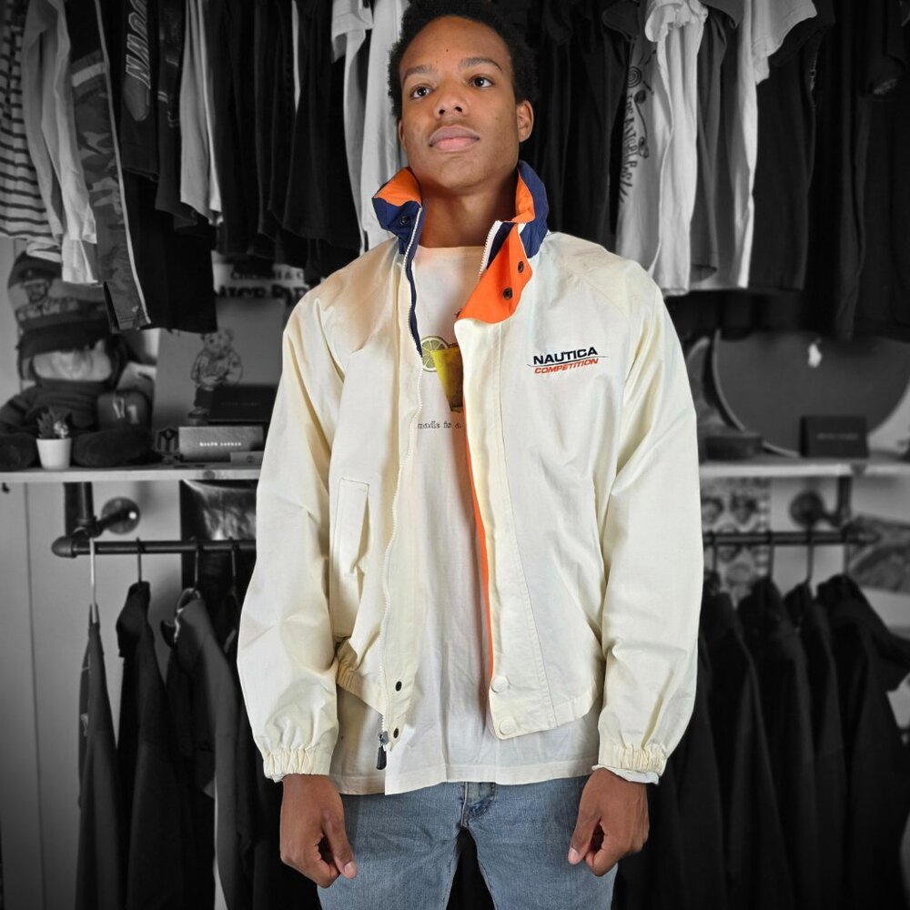 Vintage Nautica Sailing Jacket White/Orange Men's XL